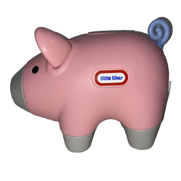 Vintage Toys Vtg Little Tikes Pink Pig Piggy Coin Bank Curly Blue